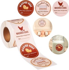 500pcs Washed Eggs Stickers, 2in Farm Fresh Eggs Stickers Egg Carton Stickers…