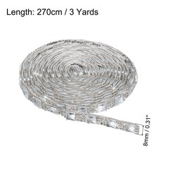 3 Yard 8mm Self Adhesive Crystal Rhinestone Ribbon Square Diamond White