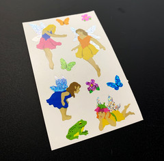 FAIRY FAIRYTALE FANTASY butterfly animal mod VINTAGE sticker decal glitter foil
