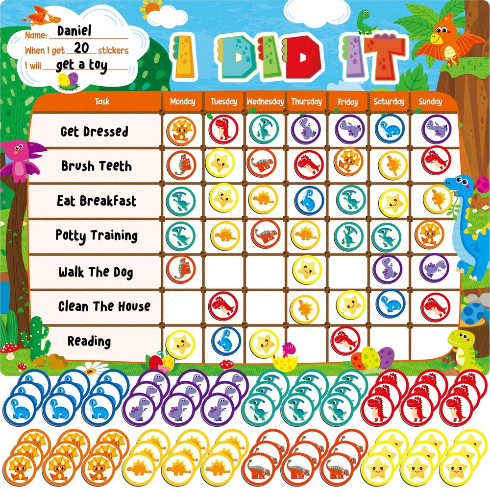 Magnetic Reward Chart, Dry Erase Task Board-One Chart & 72 Magnetic Reward Ma…