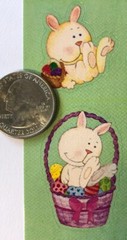 BUNNIES IN BASKET Stickers(12pc) Approx4″x6-1/2″Sandylion•Rabbit•Easter •Eggs