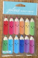 RARE Jolees BRIGHT COLORED PENCILS School Draw Coloring Color Scrapbook Stickers