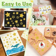 Gold Glitter Foam Star Stickers Self Adhesive Small Large Shape Stickers