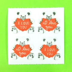 Vintage Fuzzy Great 7 I Love You Bear Sticker Mod