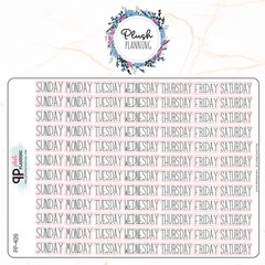 Days of the Week Script Planner Stickers, Plush Planning