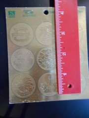 52 VTG Standard Publishing Embossed GOLD FOIL Seal Stickers Christmas Holiday