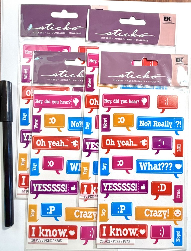 4 pkgs Caption Bubbles Stickers Scrapbooking Card Journal Planner Sticko