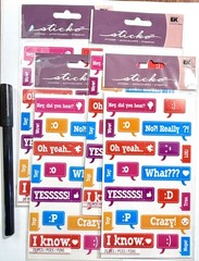 4 pkgs Caption Bubbles Stickers Scrapbooking Card Journal Planner Sticko