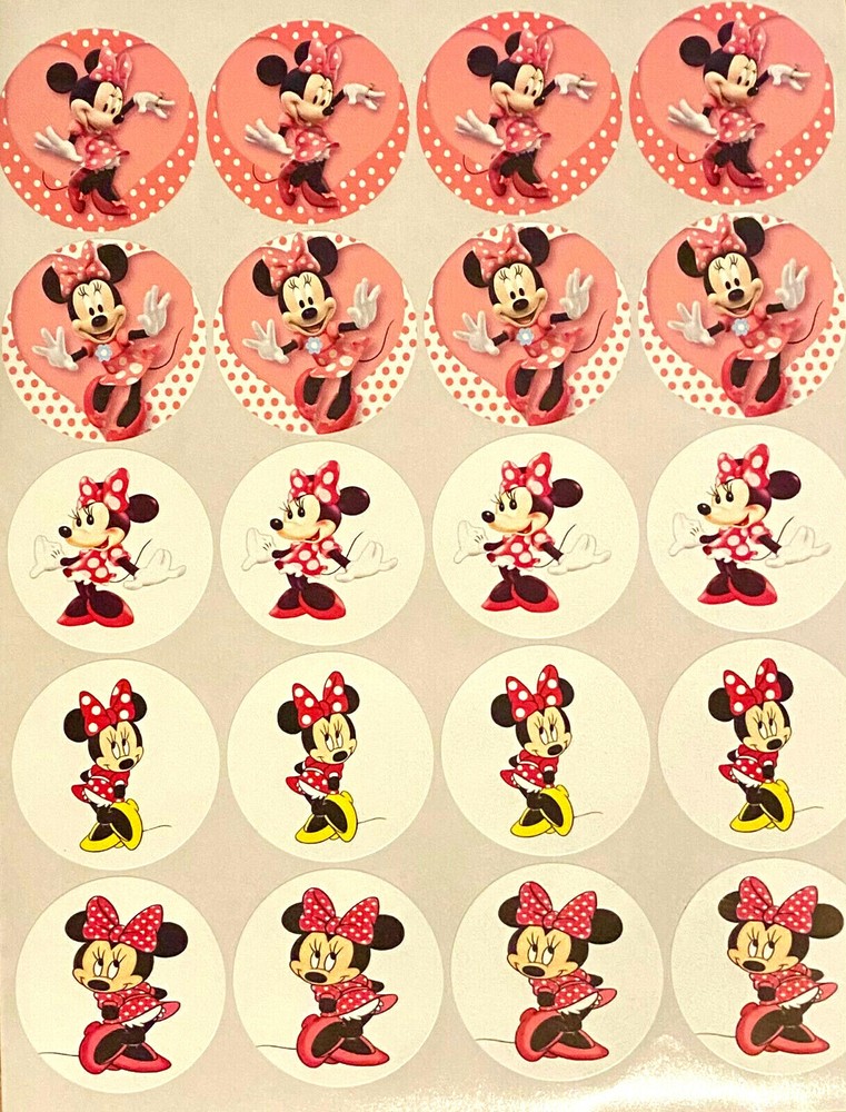 SET of 40- 2″ PRECUT «MINNIE MOUSE PINK» ADHESIVE STICKERS