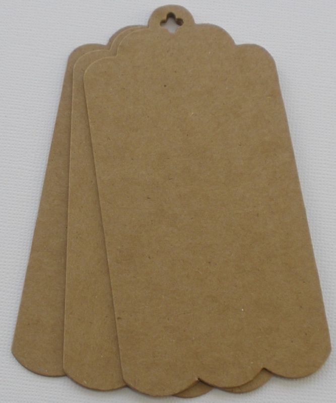 {4} *DOUBLE SCALLOP TAG* Bare Unfinished Tags Chipboard Die Cuts 2 1/4″ x 4 3/4