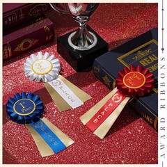 3 PCS Award Ribbons 1st 2nd 3rd Place Rosette Medal Blue Red White 6.5×3 Inch