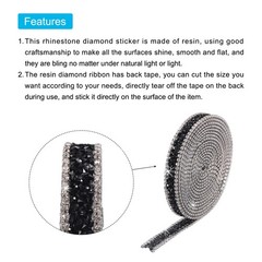 3 Yard 15mm Crystal Rhinestone Diamond Hotfix Ribbon Black