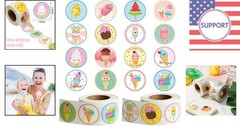 Vibrant Ice Cream Sticker Roll Set – 1000 Fun, Repositionable Vinyl Stickers