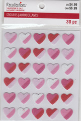 Recollections «Pink,White & Red Hearts Scrapbooking stickers-30pcs