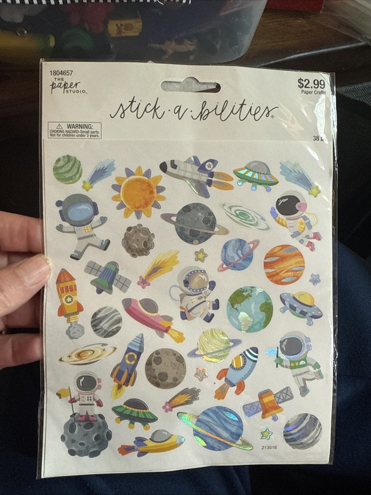stick-a-bilities Paper Studio Rocket Astronauts Moon Stars Earth Sun 38 Pieces