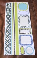 JUMBO 5 X 12″ BORDER FRAME & JOURNAL STICKERS BLUES LIME GREEN