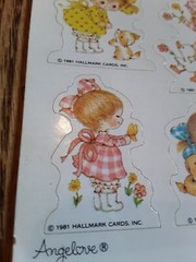 Vintage 1981 Hallmark Cards Sticker Sheet Little Girls & Animals Angelove