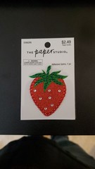Strawberry Adhesive Gem Embellishment Sticker Red Green Glitter Rhinestone 2.5″