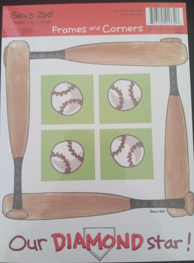SUZY’S ZOO BASEBALL FRAMES & CORNERS SCRAPBOOKING PUNCH OUTS #83081