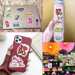 80s 90s Stickers for Adults Vintage Theme 70 Pcs