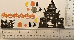 30 pc.* HAUNTED HOUSE * MINI SHAPES * PUMPKIN * WITCH MOON * HALLOWEEN DIE CUTS