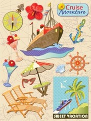 K&COMPANY Grand Adhesions Stickers – HAPPY TRAILS CRUISE – 13 pcs