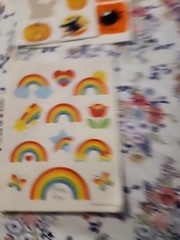 Vintage 1982 Hallmark Stickers Sheet Rainbows Butterfy Flowers Hearts Stars RARE