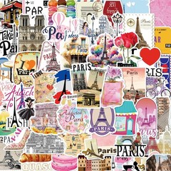 50 PCS Paris France Travel World Stickers Vintage Eiffel Tower Landmark City