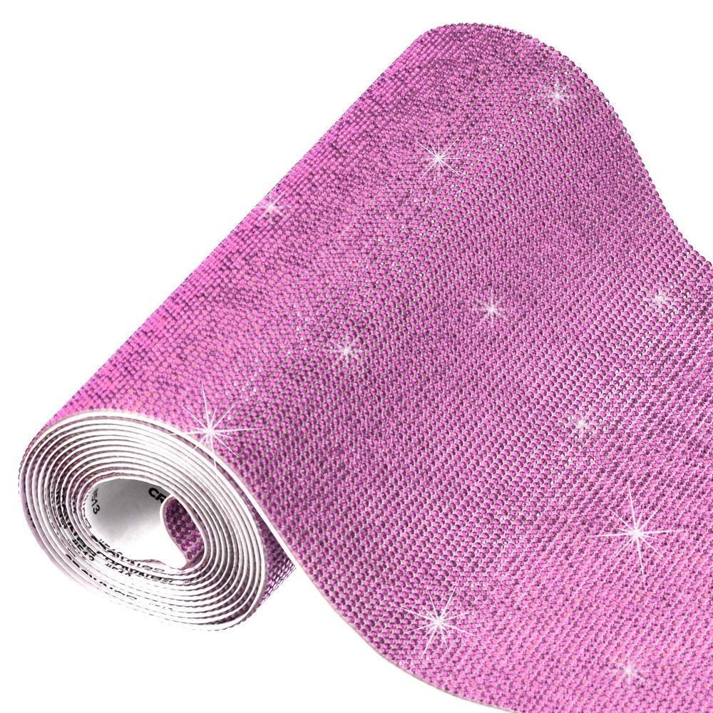 1 x Bling Rhinestone Sheet Self-Adhesive Sticker 150x20CM 59×7.9 Inch Pink