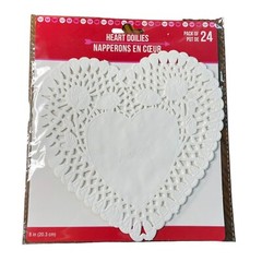 White Heart Doilies Paper Romance Valentine Day Ephemera 24 Pack Crafts u Junk