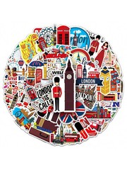 50 pcs England British London Life Style Stickers Decal Vinyl Weatherproof kids