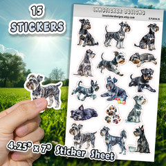Miniature Schnauzer Dog Stickers Journals,Scrapbooks, Planners, Glossy, Matte
