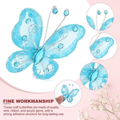 12Pcs Butterflies for Crafts, 2.2″ Organza Butterflies, Light Blue