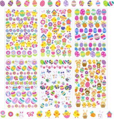 300 PCS Assorted Bunny Mini Stickers for Easter Party Favor DIY Craft Art, 6-Pac