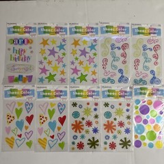10 Sets Swirls Curly Stars Heart Design Bright Sheer Color Mrs Grossman Stickers
