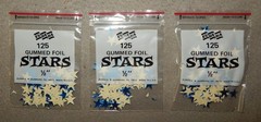 3 Packs Vintage Blue Star Foil Gummed Stickers (1/2″, 125 per pack, 375 total)