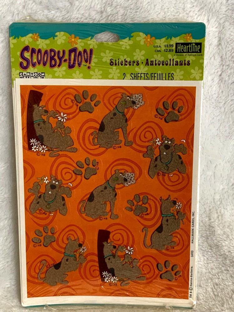 New Sealed Heartline Hallmark Scooby Doo Paw Print & Daisy Flowers Stickers