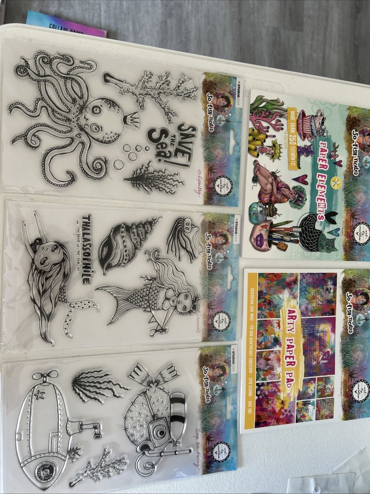 Art by Marlene SO-FISH-TICATED Studio Light paper Elements Arty Pad 3 Stamp Sets