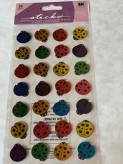 STICKO EK SUCCESS STICKERS 3D FOIL LADYBUGS COLORFUL LADY BUGS 28PCS