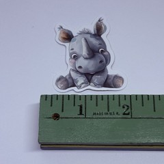 Cute Baby Rhino Animal Sticker Vinyl Decal Journal Wall Fun Art Decor Tc9