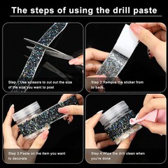 1Roll Black 108 x 1″ Bling Rhinestone Crystal Diamond DIY Decor Sticker Decal #B