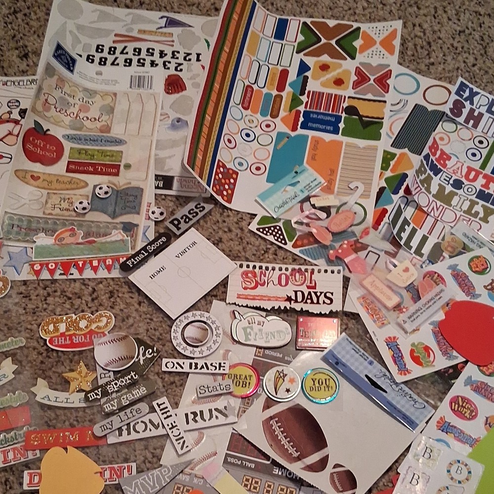 Mark Englebreit Multicolor Paper Cardstock Foam School Sports Embellishments Lot