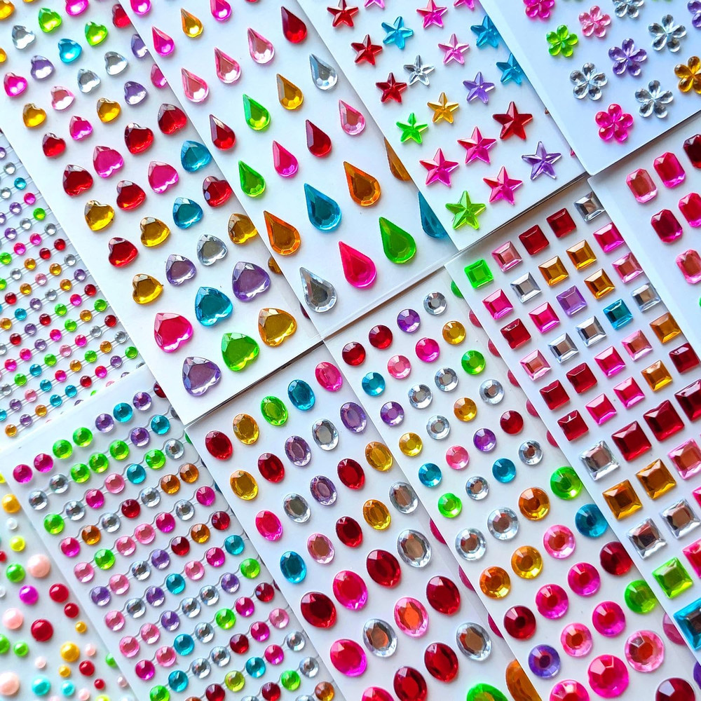 3165Pcs Gem Stickers Crystal Crafts – Self-Adhesive Stickers, Sticker Earrings,