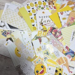 Junk Journal Paper Scrap Pack Kit 100 Pieces Yellow Theme Ephemera Planner Decor