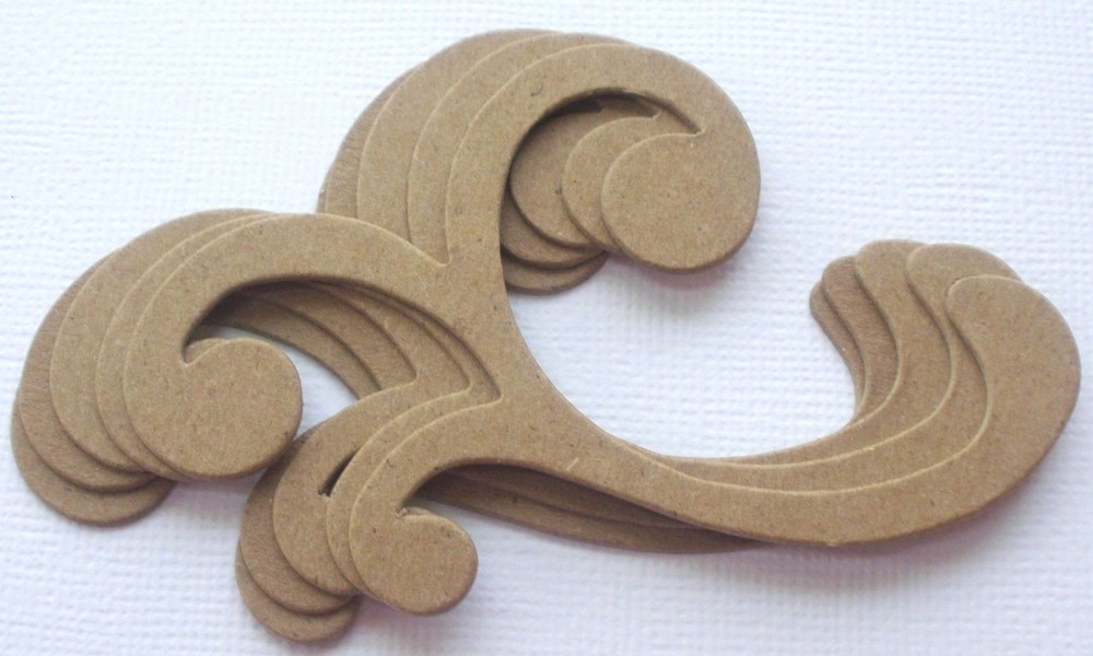 (6) BEAUTIFUL FLOURISH – Swirl/Accent – Bare Chipboard Die Cuts – Embellishment