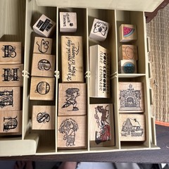 Over 175pc Mixed Lot of Rubber Stamps For Crafting Scrapbooking in Organizer