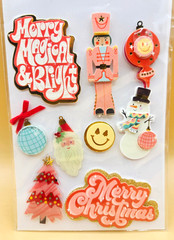 9-piece MERRY, MAGICAL & BRIGHT 3D Stickers by Christmas Paper Crafts, NEW