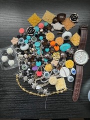 Mixed Media Metal Plastic Flowers Jewelry Glass Eyes Embellishments Lot