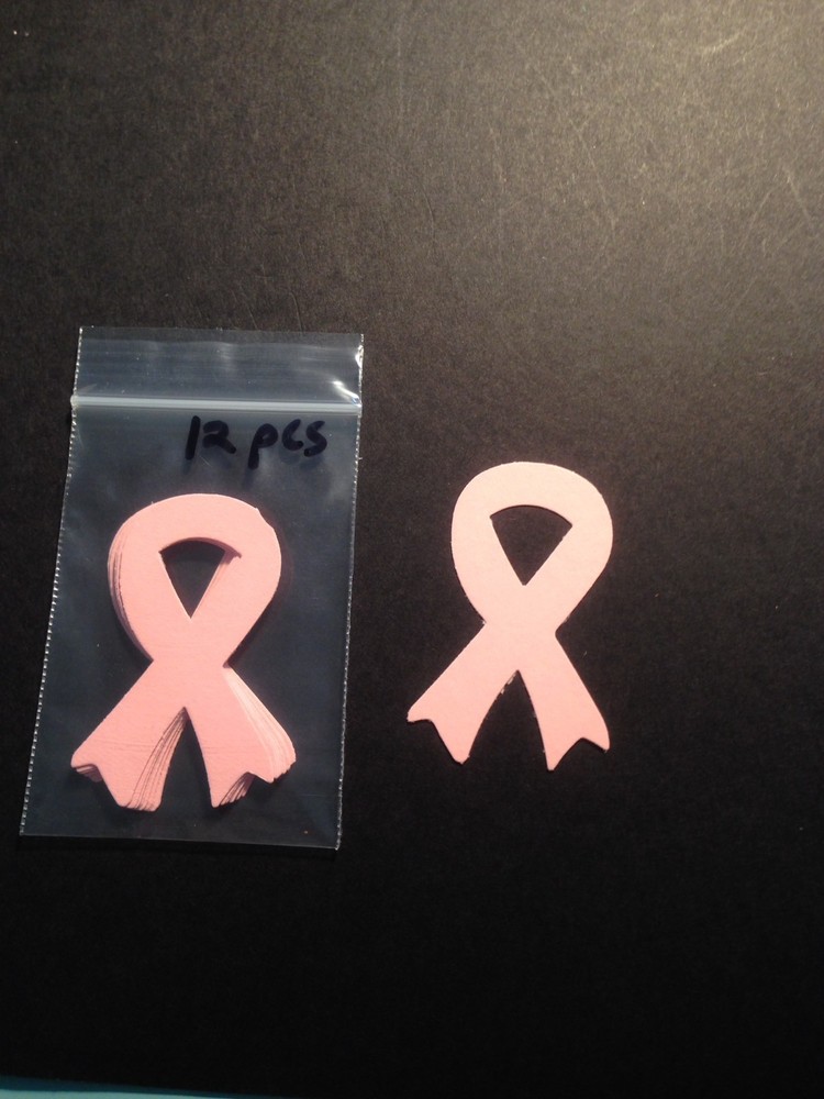 Awareness Ribbon / Breast Cancer Awareness Ribbon Punch Cut Embellishments 12pc