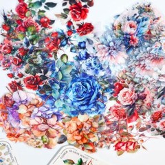 20Pcs Vintage Flowers Stickers Rose Scrapbook Sticker Junk Journal Card Crafts